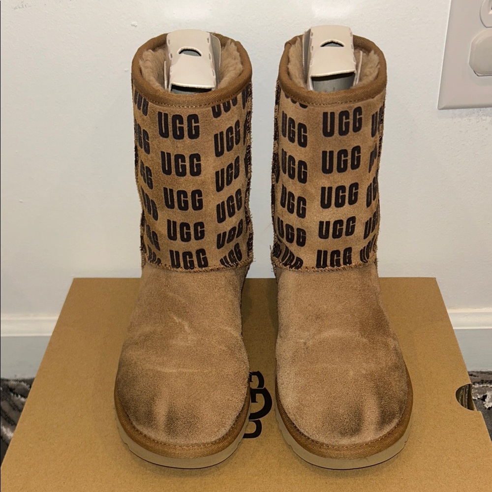 UGG Brown Logo Print Boots